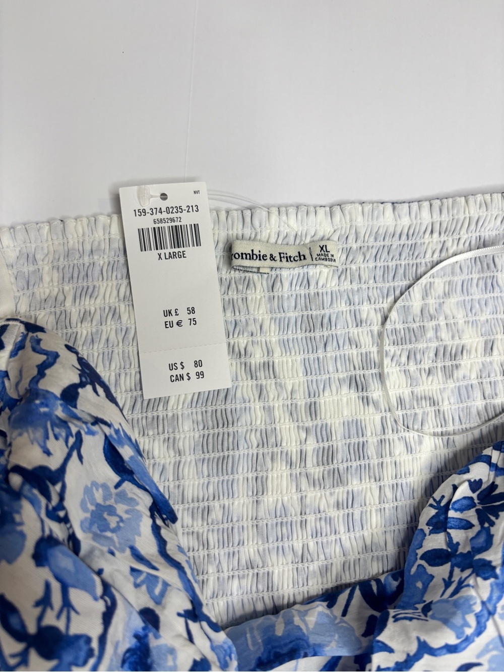 Abercrombie & Fitch Blue Floral Mini With Removable Sleeves Size XL Cottagecore - Picture 6 of 7